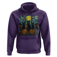 Cat Starry Night Hoodie Funny Cat Lover Gifts Halloween Van Gogh - Wonder Print Shop