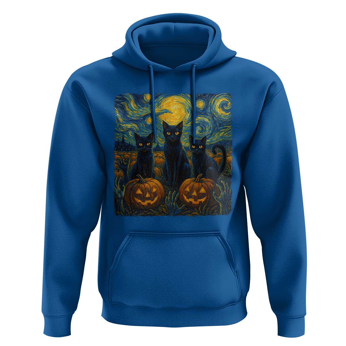 Cat Starry Night Hoodie Funny Cat Lover Gifts Halloween Van Gogh - Wonder Print Shop
