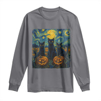 Cat Starry Night Long Sleeve Shirt Funny Cat Lover Gifts Halloween Van Gogh - Wonder Print Shop