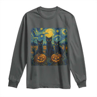 Cat Starry Night Long Sleeve Shirt Funny Cat Lover Gifts Halloween Van Gogh - Wonder Print Shop