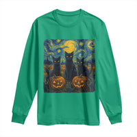 Cat Starry Night Long Sleeve Shirt Funny Cat Lover Gifts Halloween Van Gogh - Wonder Print Shop