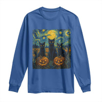 Cat Starry Night Long Sleeve Shirt Funny Cat Lover Gifts Halloween Van Gogh - Wonder Print Shop