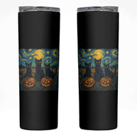 Cat Starry Night Skinny Tumbler Funny Cat Lover Gifts Halloween Van Gogh - Wonder Print Shop