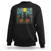 Cat Starry Night Sweatshirt Funny Cat Lover Gifts Halloween Van Gogh - Wonder Print Shop