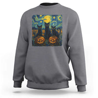 Cat Starry Night Sweatshirt Funny Cat Lover Gifts Halloween Van Gogh - Wonder Print Shop
