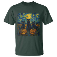 Cat Starry Night T Shirt Funny Cat Lover Gifts Halloween Van Gogh - Wonder Print Shop