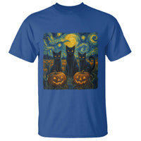 Cat Starry Night T Shirt Funny Cat Lover Gifts Halloween Van Gogh - Wonder Print Shop