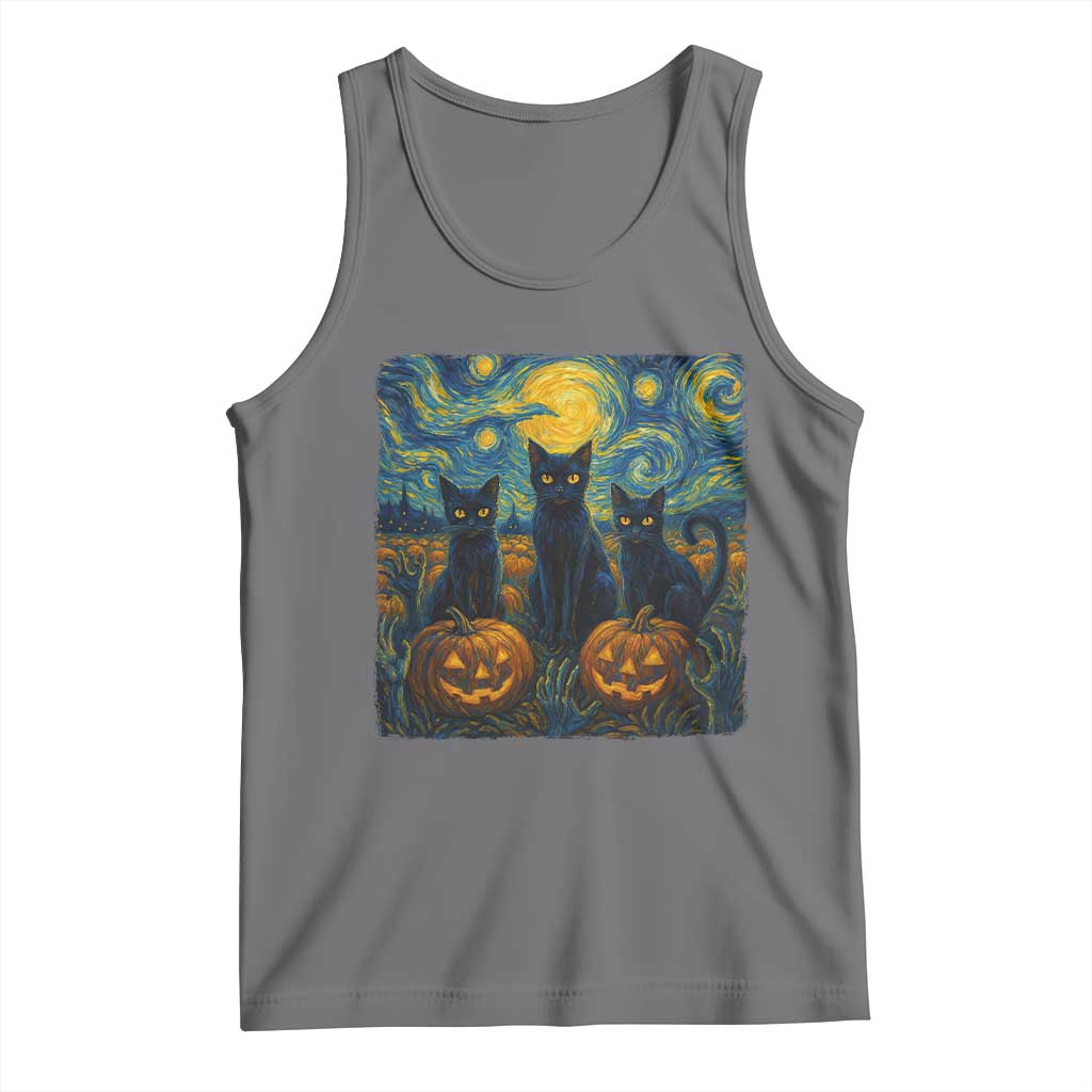 Cat Starry Night Tank Top Funny Cat Lover Gifts Halloween Van Gogh - Wonder Print Shop