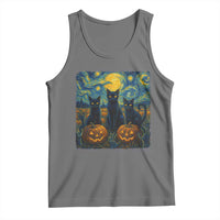 Cat Starry Night Tank Top Funny Cat Lover Gifts Halloween Van Gogh - Wonder Print Shop