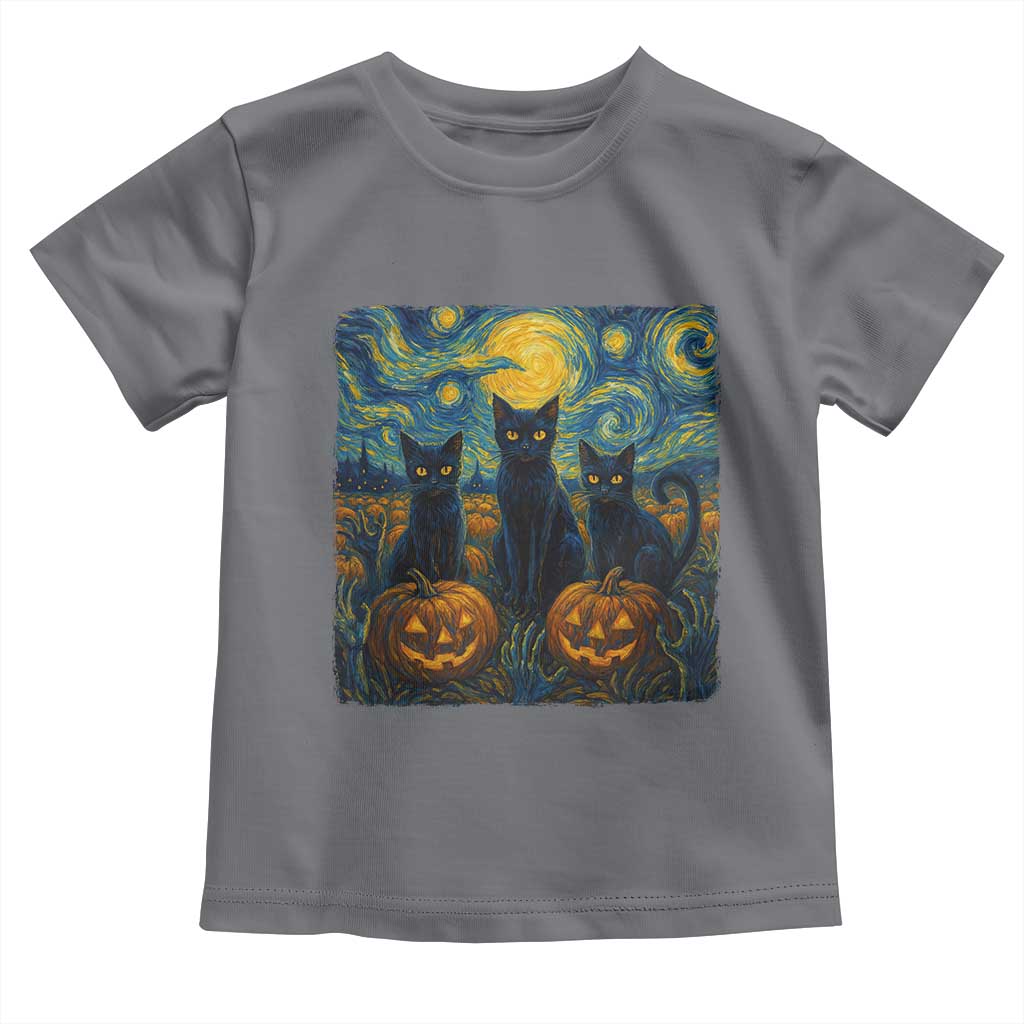 Cat Starry Night Toddler T Shirt Funny Cat Lover Gifts Halloween Van Gogh - Wonder Print Shop