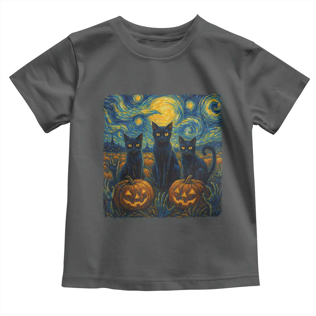 Cat Starry Night Toddler T Shirt Funny Cat Lover Gifts Halloween Van Gogh - Wonder Print Shop