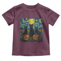 Cat Starry Night Toddler T Shirt Funny Cat Lover Gifts Halloween Van Gogh - Wonder Print Shop