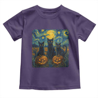 Cat Starry Night Toddler T Shirt Funny Cat Lover Gifts Halloween Van Gogh - Wonder Print Shop
