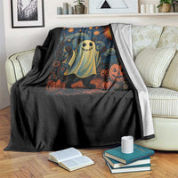 Funny Halloween Ghost Cat Throw Blanket Starry Night Van Gogh Cat Lover Gifts - Wonder Print Shop