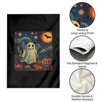 Funny Halloween Ghost Cat Garden Flag Starry Night Van Gogh Cat Lover Gifts - Wonder Print Shop