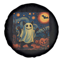 Funny Halloween Ghost Cat Spare Tire Cover Starry Night Van Gogh Cat Lover Gifts - Wonder Print Shop