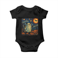 Funny Halloween Ghost Cat Baby Onesie Starry Night Van Gogh Cat Lover Gifts - Wonder Print Shop
