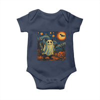 Funny Halloween Ghost Cat Baby Onesie Starry Night Van Gogh Cat Lover Gifts - Wonder Print Shop