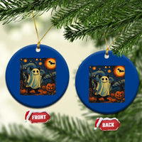Funny Halloween Ghost Cat Ceramic Ornament Starry Night Van Gogh Cat Lover Gifts - Wonder Print Shop