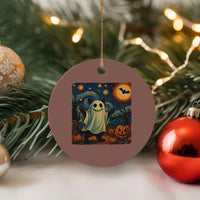 Funny Halloween Ghost Cat Ceramic Ornament Starry Night Van Gogh Cat Lover Gifts - Wonder Print Shop