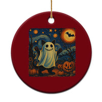 Funny Halloween Ghost Cat Ceramic Ornament Starry Night Van Gogh Cat Lover Gifts - Wonder Print Shop