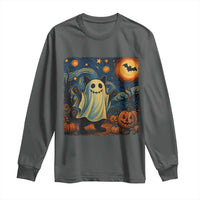 Funny Halloween Ghost Cat Long Sleeve Shirt Starry Night Van Gogh Cat Lover Gifts - Wonder Print Shop