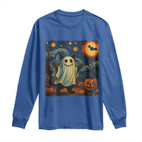 Funny Halloween Ghost Cat Long Sleeve Shirt Starry Night Van Gogh Cat Lover Gifts - Wonder Print Shop