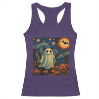Funny Halloween Ghost Cat Racerback Tank Top Starry Night Van Gogh Cat Lover Gifts - Wonder Print Shop