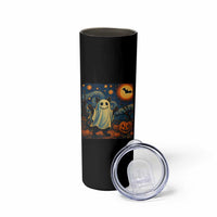Funny Halloween Ghost Cat Skinny Tumbler Starry Night Van Gogh Cat Lover Gifts - Wonder Print Shop
