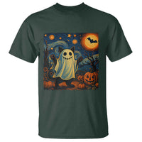 Funny Halloween Ghost Cat T Shirt Starry Night Van Gogh Cat Lover Gifts - Wonder Print Shop