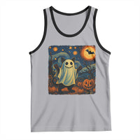 Funny Halloween Ghost Cat Tank Top Starry Night Van Gogh Cat Lover Gifts - Wonder Print Shop
