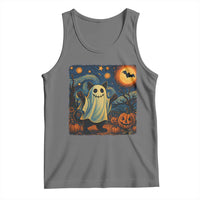 Funny Halloween Ghost Cat Tank Top Starry Night Van Gogh Cat Lover Gifts - Wonder Print Shop