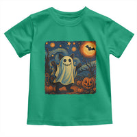 Funny Halloween Ghost Cat Toddler T Shirt Starry Night Van Gogh Cat Lover Gifts - Wonder Print Shop