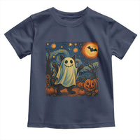 Funny Halloween Ghost Cat Toddler T Shirt Starry Night Van Gogh Cat Lover Gifts - Wonder Print Shop