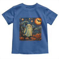 Funny Halloween Ghost Cat Toddler T Shirt Starry Night Van Gogh Cat Lover Gifts - Wonder Print Shop