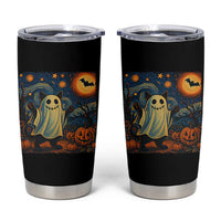 Funny Halloween Ghost Cat Tumbler Cup Starry Night Van Gogh Cat Lover Gifts - Wonder Print Shop