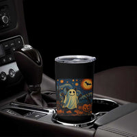 Funny Halloween Ghost Cat Tumbler Cup Starry Night Van Gogh Cat Lover Gifts - Wonder Print Shop