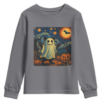Funny Halloween Ghost Cat Youth Sweatshirt Starry Night Van Gogh Cat Lover Gifts - Wonder Print Shop