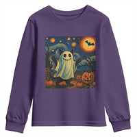Funny Halloween Ghost Cat Youth Sweatshirt Starry Night Van Gogh Cat Lover Gifts - Wonder Print Shop