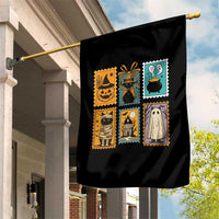 Black Cat Pumpkin Garden Flag Retro Halloween Ghots Cat Stamp - Wonder Print Shop