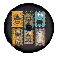 Black Cat Pumpkin Spare Tire Cover Retro Halloween Ghots Cat Stamp - Wonder Print Shop