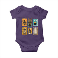 Black Cat Pumpkin Baby Onesie Retro Halloween Ghots Cat Stamp - Wonder Print Shop