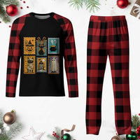 Black Cat Pumpkin Plaid Pajama Set Retro Halloween Ghots Cat Stamp - Wonder Print Shop