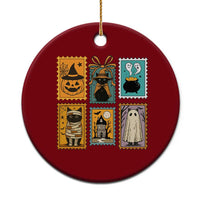 Black Cat Pumpkin Ceramic Ornament Retro Halloween Ghots Cat Stamp - Wonder Print Shop