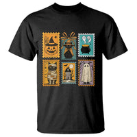 Black Cat Pumpkin T Shirt Retro Halloween Ghots Cat Stamp - Wonder Print Shop