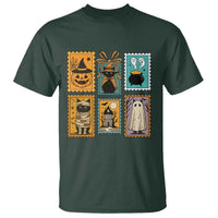 Black Cat Pumpkin T Shirt Retro Halloween Ghots Cat Stamp - Wonder Print Shop