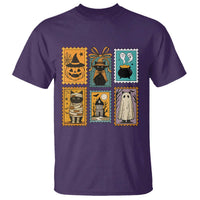 Black Cat Pumpkin T Shirt Retro Halloween Ghots Cat Stamp - Wonder Print Shop