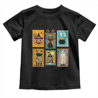 Black Cat Pumpkin Toddler T Shirt Retro Halloween Ghots Cat Stamp - Wonder Print Shop
