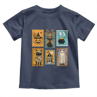 Black Cat Pumpkin Toddler T Shirt Retro Halloween Ghots Cat Stamp - Wonder Print Shop