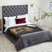 Boho Cat Wild Flowers Throw Blanket Vintage Autumn Cozy Black Cat Pumpkin Halloween